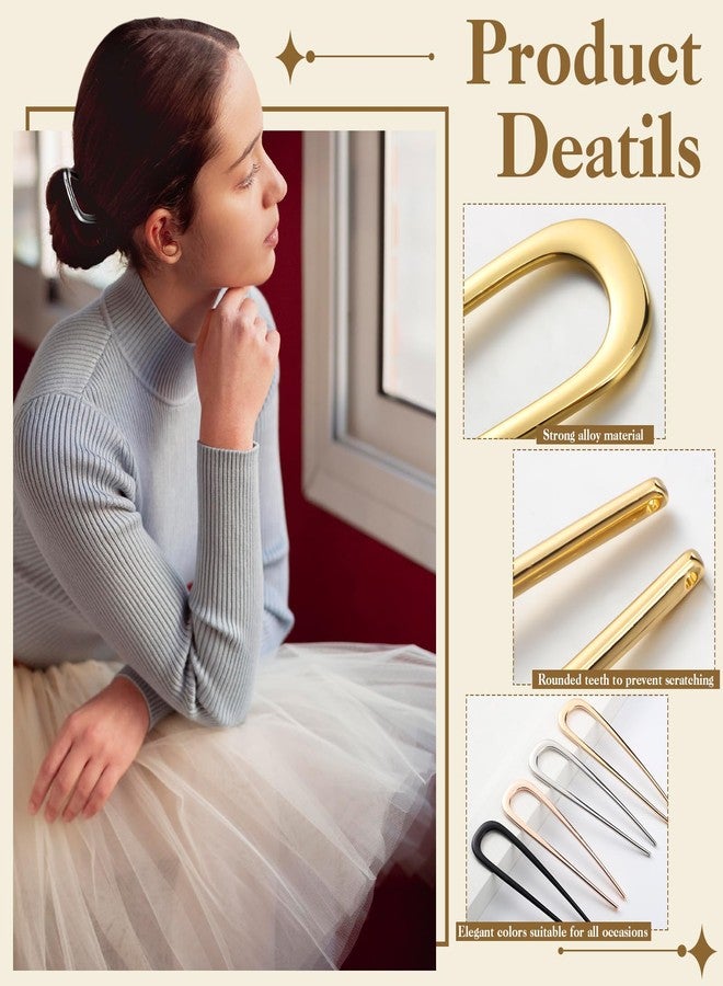 ProSuites 4 Pcs Large French Hair Styling Pins for Long Hair, 5.5 Inch Metal U-Shaped Hair Clips Forks Suitable for Women Bun Updo Hairstyle, 4 Colors - Image 2